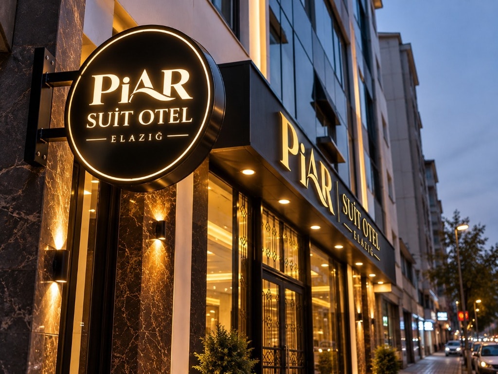 PiAR Süit Otel Işıklı Tabela ve Giriş Mimarisi